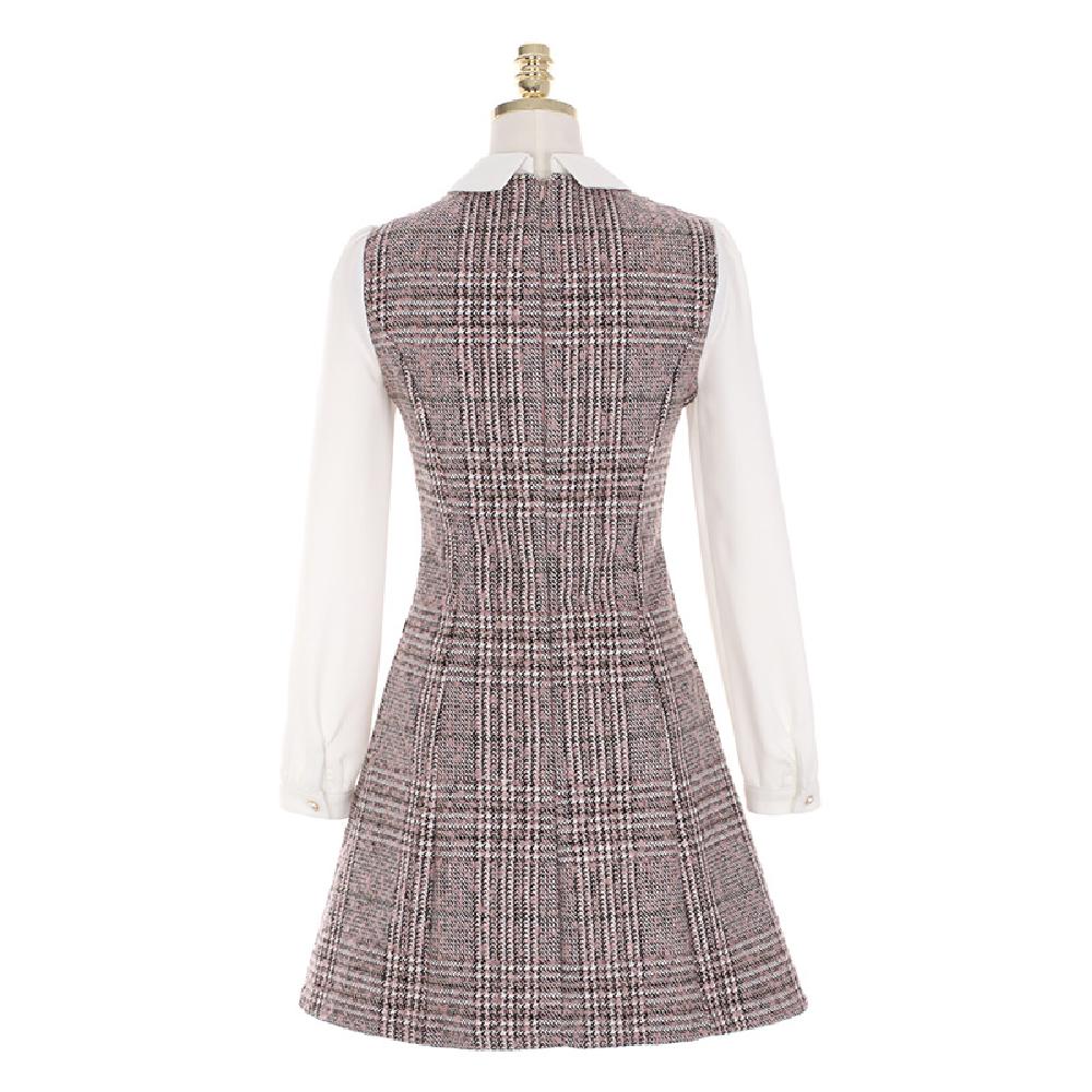 op3930 Mock Layer Tweed Dress