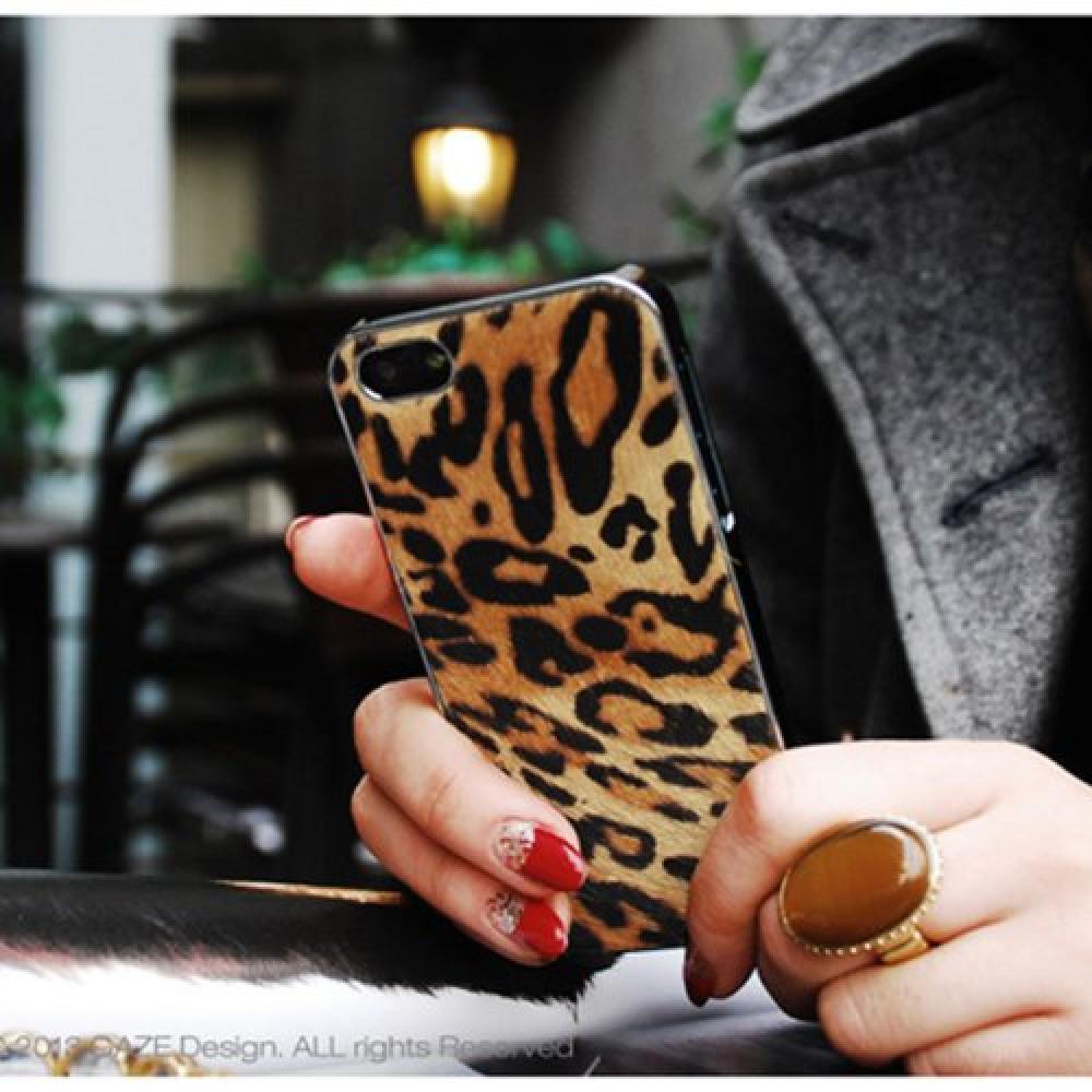 Leopard Calf Hair Mobile Case Korea Artisan handmade design pouch