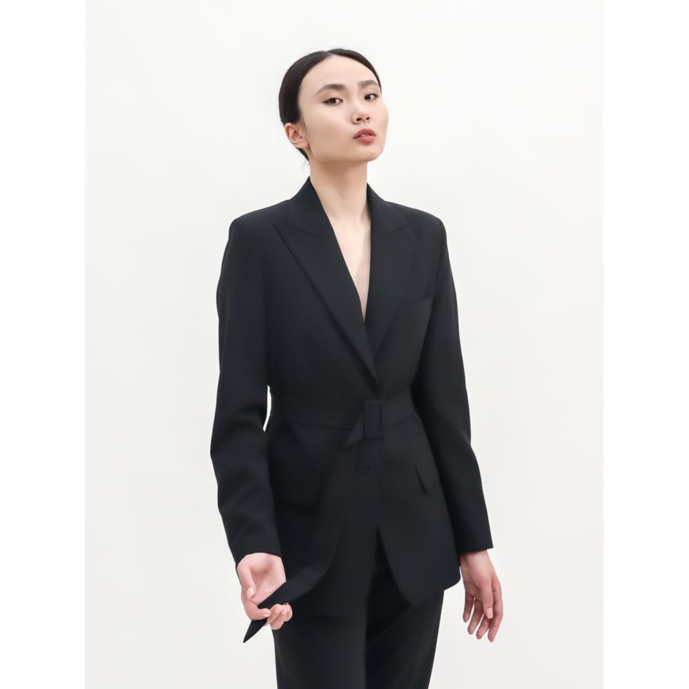 SUITHEEL LOOSE FIT BELTED SINGLE SUIT - BLACK