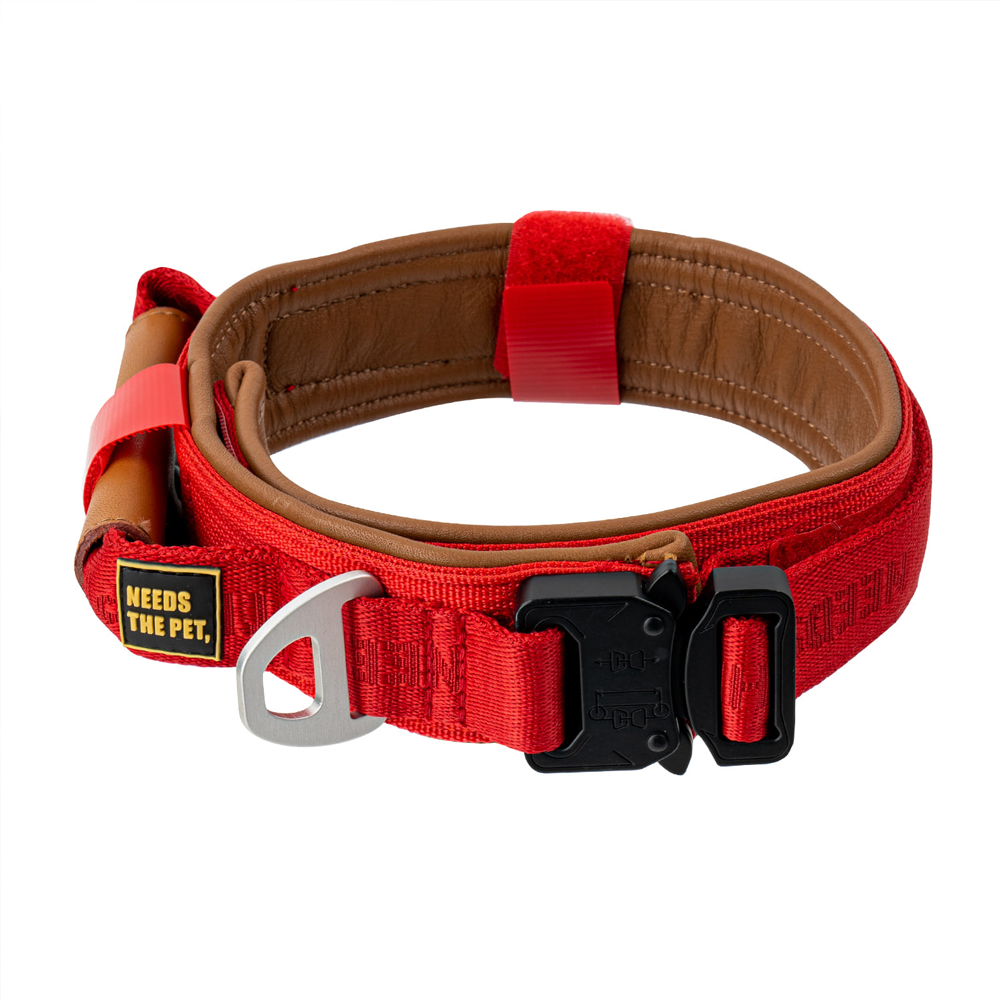 The Comfort Collar, Soft Cowhide Padded Dog Collar for All Breeds, Reflective Velcro Patch