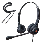 IPD IPH-255 Optimo-X Duo Ear Noise canceling,Corded Landline phone Headset with U10 bottom cable wit