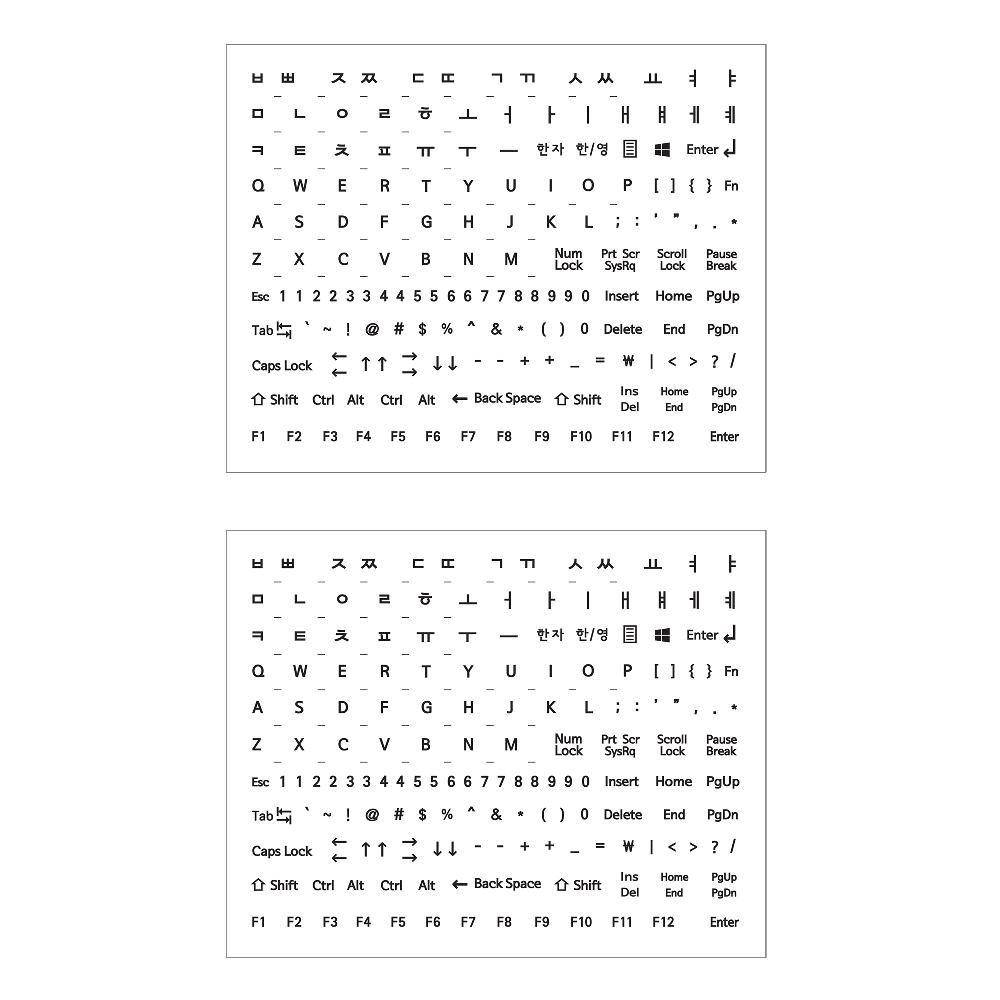 Korean Hangul & English Keyboard Sticker Set (2 Sheet) + Rub it On