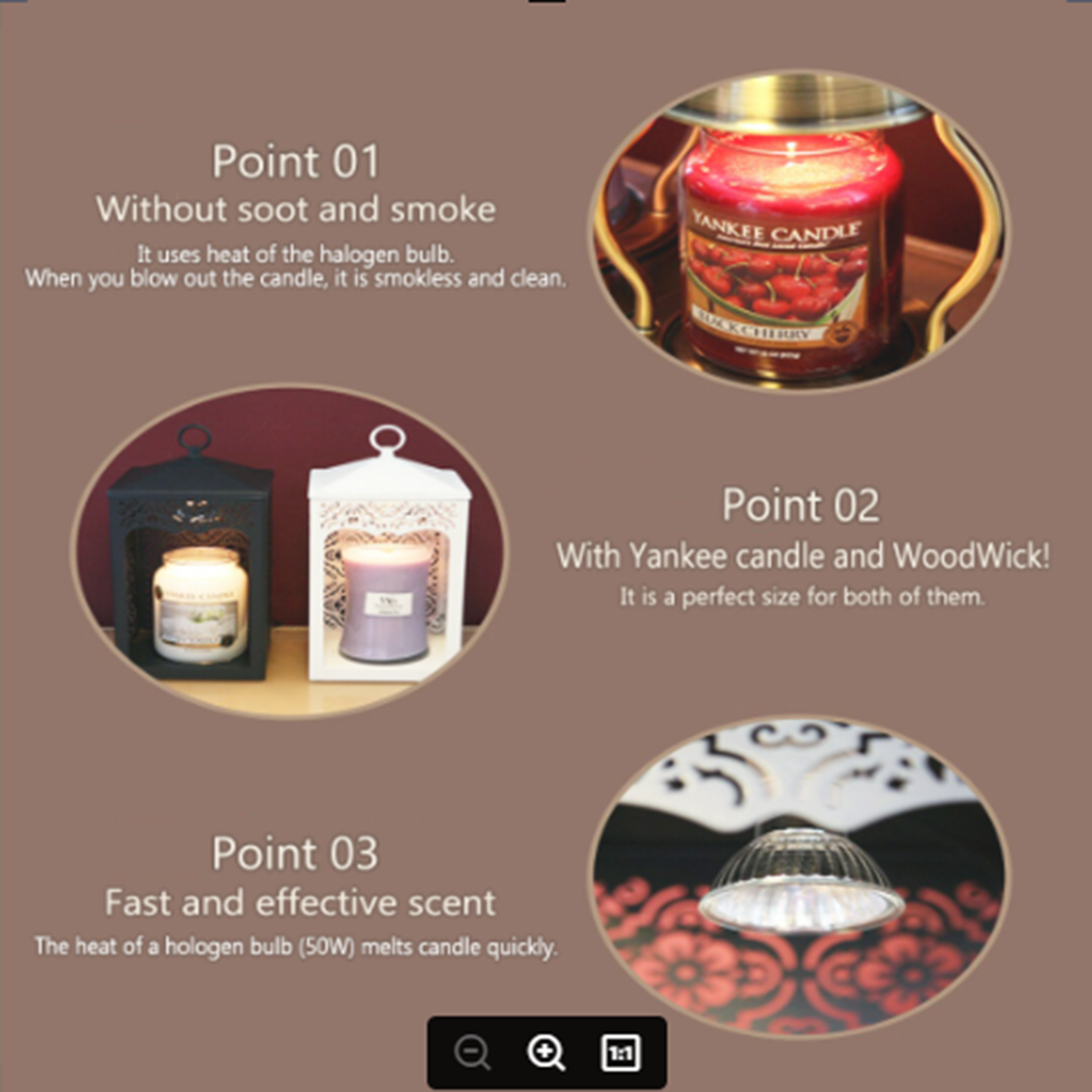 HyunPeople Aroma Candle Candle Lantern Lamp Candle Stand Candle Warmer (Mono) Wood white  timer