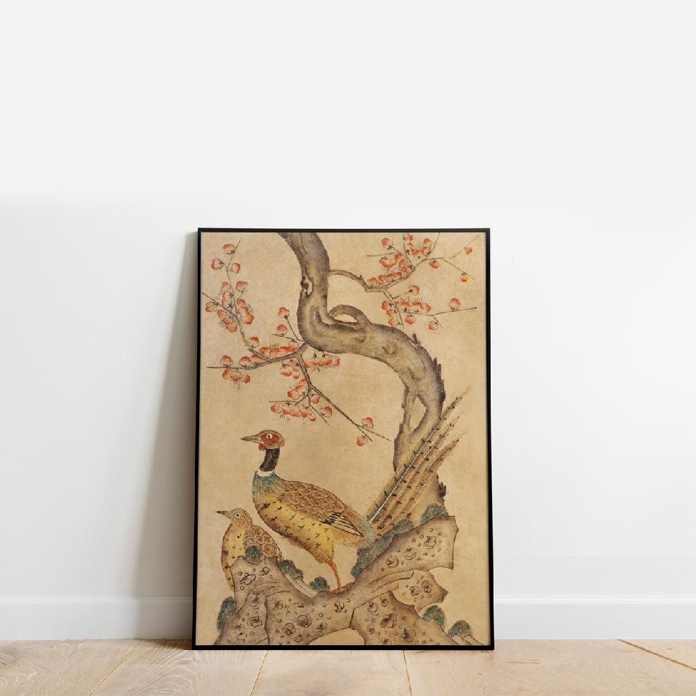 Korean Folk Art Frameless Art Print, minhwa drawing Korean art poster for home  decoration_'Whajodo'
