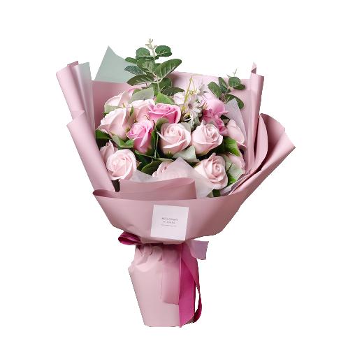 Soap Rose Flower Bouquet (Lovely Pink)