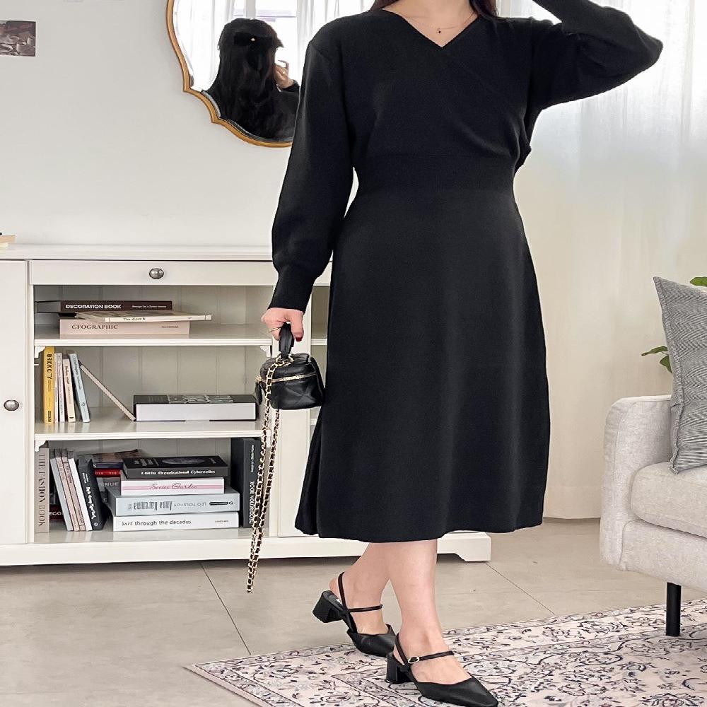 [Thebly] Monea Wrap V-neck Long Dress -  Wrap Design - Dress