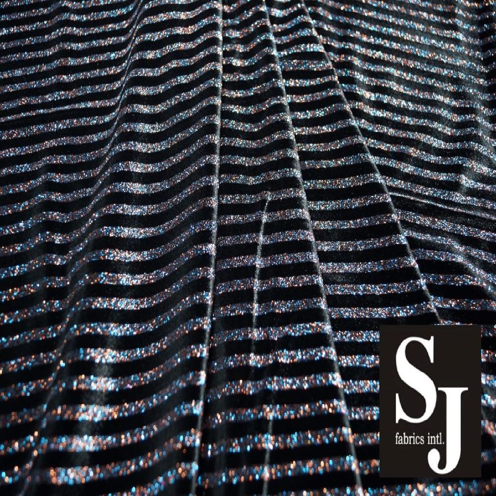 SJ Poly Span Velvet with Multi Glitter stripe