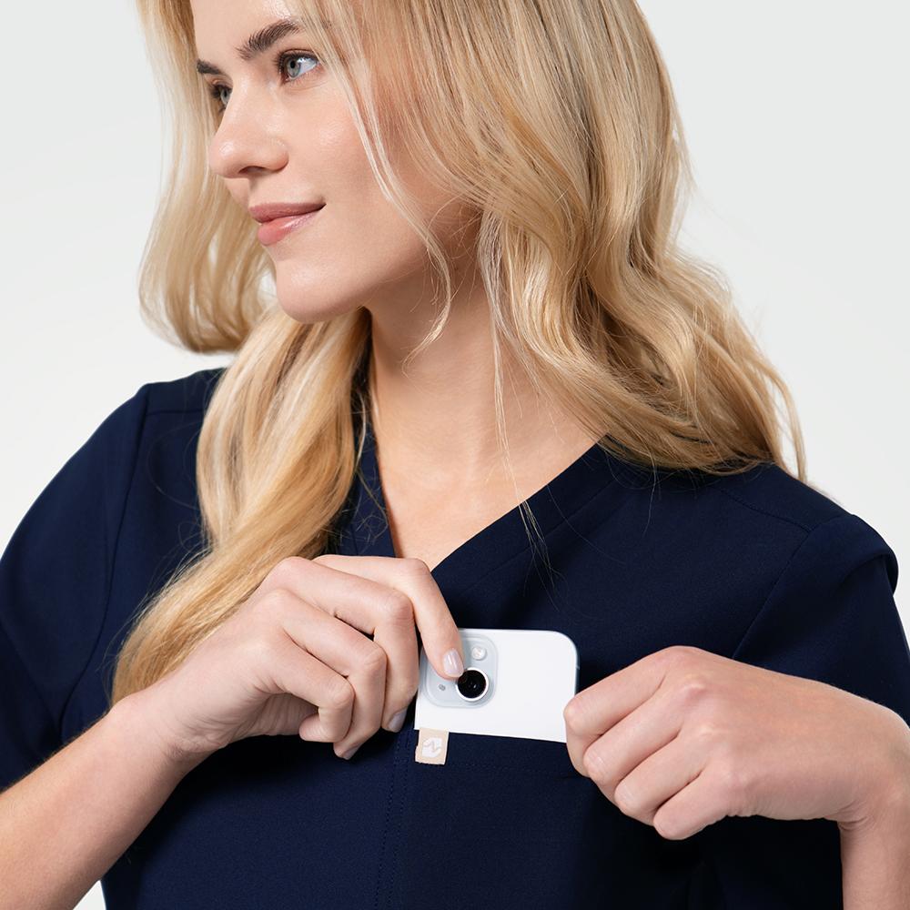 Women's-Single-Pocket-Scrub-Top-Eco-Navy